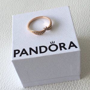 PANDORA Rose Gold Sparkling Leaves Ring